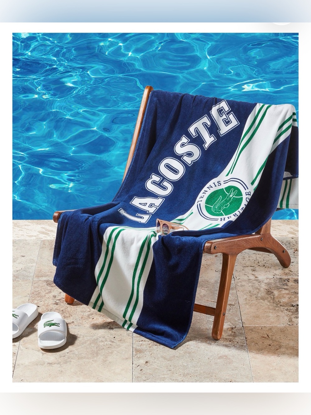 Lacoste single badge logo cotton beach towel